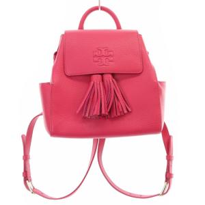 リュックサック ロゴ タッセル レザー ピンク