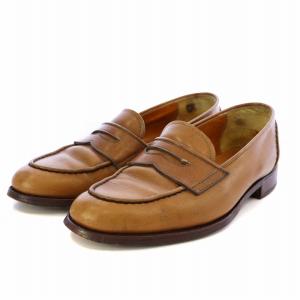 コインローファー 革靴 ラウンドトゥ レザー 24.5cmEE 茶 ブラウン