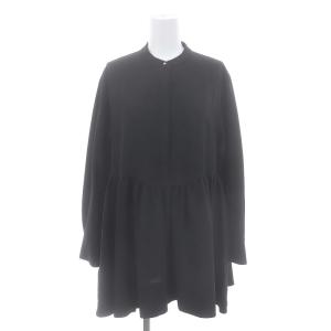 23AW シュリンクギャザーボリュームチュニック 長袖 バンドカラー F 黒 ブラック