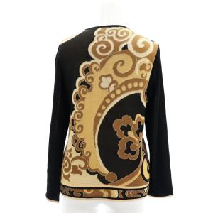 LEONARD 長袖 ニット セーター シルク ビーズスパンコール装飾 薄手 長袖 M 黒 ベージュ ブラック /HS