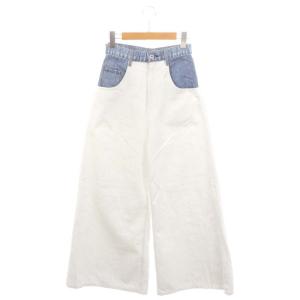 フレイアイディー 24SS ワイドデニムパンツ ジーンズ ジップフライ コットン 0 S 青 ブルー 白