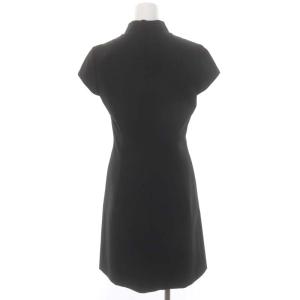 Harrods フロントジップウールワンピース フレンチスリーブ ひざ丈 2 黒 ブラック