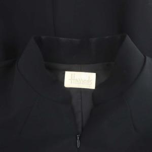 Harrods フロントジップウールワンピース フレンチスリーブ ひざ丈 2 黒 ブラック