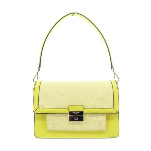 ショルダーバッグ ハンドバッグ 2way レザー キャンバス 黄 イエロー
