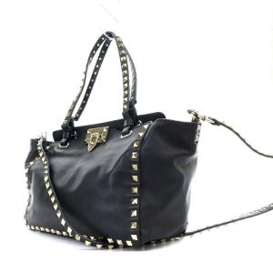 VALENTINO GARAVANI ロックスタッズ 2WAY ハンドバッグ ブラック
