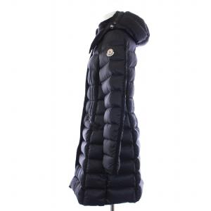 MONCLER HERMINE ダウンコート アウター ロング フード ナイロン 0 XS ブラック