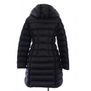 MONCLER HERMINE ダウンコート アウター ロング フード ナイロン 0 XS ブラック