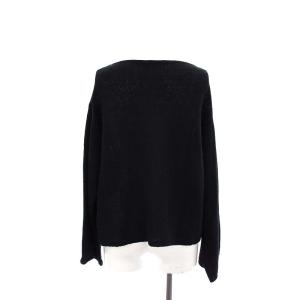 Plage 24SS テープヤーン ヨコアミボートネックニット セーター 長袖 ワイドスリーブ リネン混 黒 ブラック