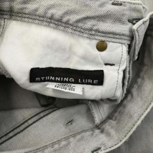 STUNNING LURE ハイライズテーパードデニム パンツ ボトムス ジップフライ コットン 23 XXS グレー