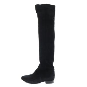 GRACE CONTINENTAL ニーハイ ロングブーツ スエード ローヒール 36 23cm 黒 ブラック