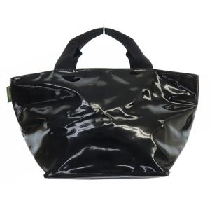 Hervé Chapelier ヴェルニライン 舟型トートバッグ S エナメル ハンドバッグ 黒 ブラック 901VE