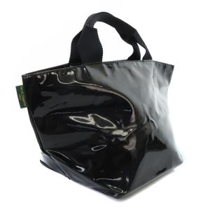 Hervé Chapelier ヴェルニライン 舟型トートバッグ S エナメル ハンドバッグ 黒 ブラック 901VE
