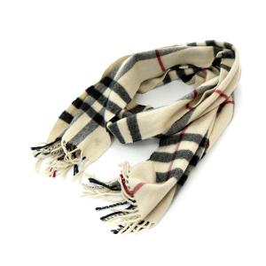 マフラー ノバチェック カシミヤ フリンジ ベージュ