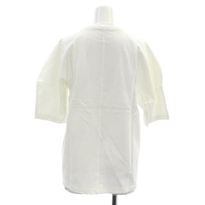 CASA FLINE オーガニックコットントップス カットソー Tシャツ 切替 五分袖 クルーネック F 白 ホワイト