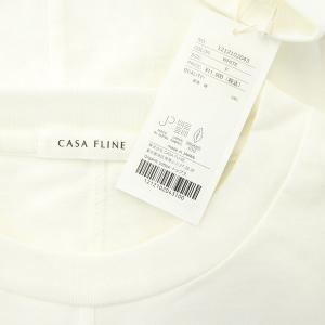 CASA FLINE オーガニックコットントップス カットソー Tシャツ 切替 五分袖 クルーネック F 白 ホワイト