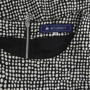 M'S GRACY ワンピース 半袖 膝丈 ドット 花柄 コットン混 38 黒 クリーム色 ブラック