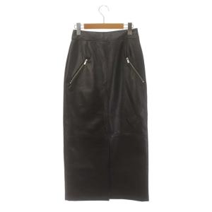 Ameri VINTAGE 23AW 2WAY CRASH FAKE LEATHER SKIRT スカート ロング タイト レザー XS ダークブラウン