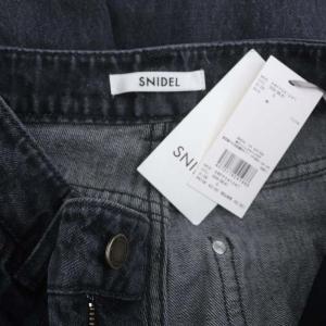 SNIDEL 24SS ラインストーンデニムパンツ ワイド タック 0 グレー