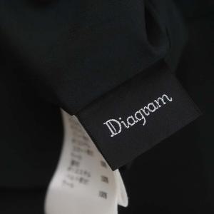 Diagram GRACE CONTINENTAL プリーツ切替チェックワンピース 切替 サテン ウール ロング アシンメトリー 長袖 36 黒 白 ブラック ホワイト