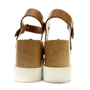 STELLA McCARTNEY エリス サンダル ウエッジソール プラットフォーム ストラップ フェイクレザー 34 ブラウン