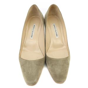 MANOLO BLAHNIK スエード パンプス 37.5 24cm グレージュ