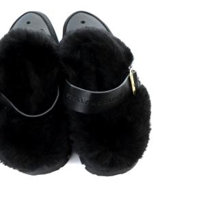 STELLA McCARTNEY クロックス サンダル フェイクファー プラットフォーム 36 23cm 黒 ブラック