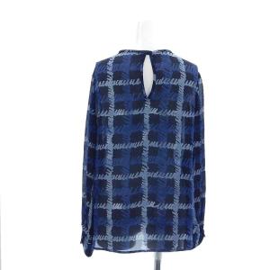 EMPORIO ARMANI チェック風シアーシャツ ブラウス 長袖 黒 青 水色