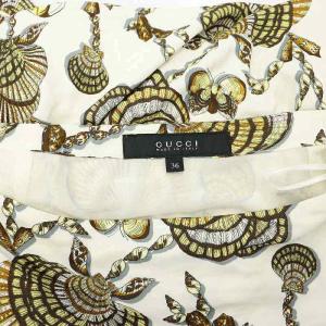 GUCCI 海柄 ラップスカート ミニ 36 白 茶 ホワイト ブラウン