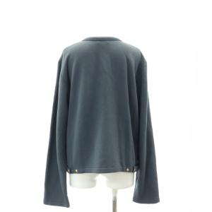 agnes b. 金ボタン プレッション カーディガン カシミヤ混 長袖 クルーネック 裏起毛 3 L 紺 ネイビー