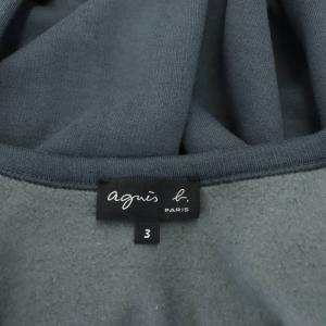 agnes b. 金ボタン プレッション カーディガン カシミヤ混 長袖 クルーネック 裏起毛 3 L 紺 ネイビー