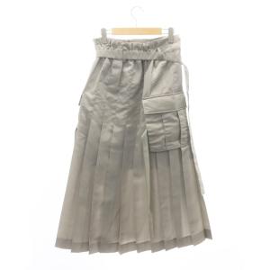 sacai 23SS Nylon Twill Skirt プリーツ ラップ調 Aライン ロング 2 グレー