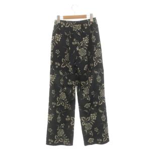 L'Appartement 22SS Hibiscus Print Pants ハイビスカスプリントパンツ ストレート 36 黒 ブラック