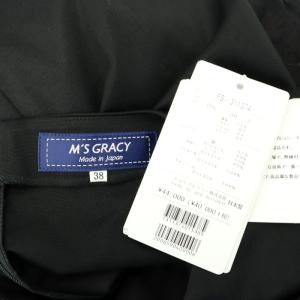 M'S GRACY 23年製 リボン シアースリーブ ワンピース 膝丈 七分袖 インナー付き 38 黒 ブラック