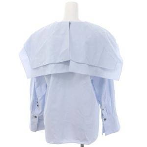 ADORE 23SS コットンナイロンダンプブラウス プルオーバー ラッフル 長袖 38 サックスブルー