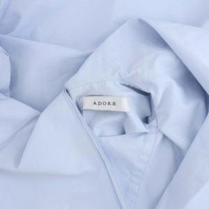ADORE 23SS コットンナイロンダンプブラウス プルオーバー ラッフル 長袖 38 サックスブルー