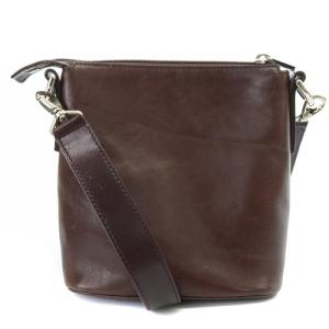 HIROFU Hロゴ ショルダーバッグ レザー 茶色 ブラウン