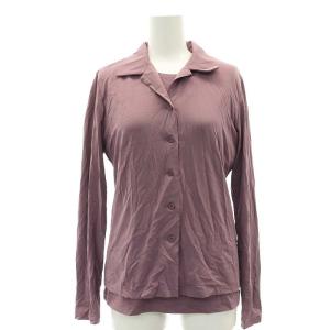 ストレッチ Tシャツ シャツ セット アンサンブル カットソー 長袖 オープンカラー 半袖 2 紫 パープル