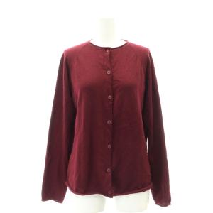 カシミヤ クルーネックカーディガン ニット 長袖 M ボルドー