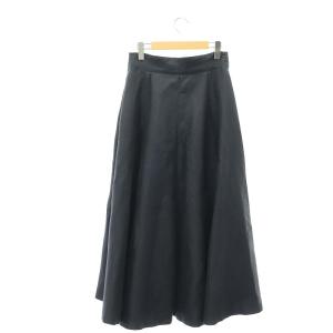 ebure 23SS ビスコースリネン タックフレアスカート マキシ丈 ロング 38 紺 ネイビー