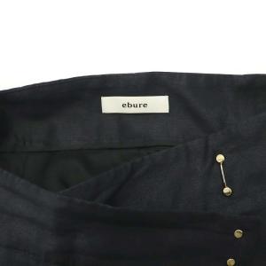 ebure 23SS ビスコースリネン タックフレアスカート マキシ丈 ロング 38 紺 ネイビー