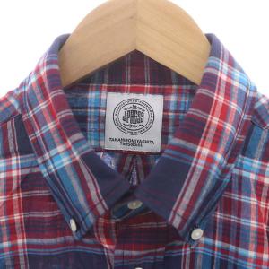 TAKAHIROMIYASHITATheSoloIst. J.PRESS pullover B.D shirt プルオーバー チェックシャツ ボタンダウン 長袖 M 紺 赤 水色