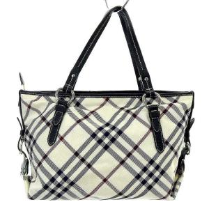 BURBERRY BLUE LABEL トートバッグ ハンドバッグ チェック ナイロン 白 ホワイト