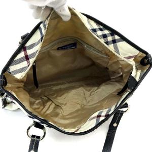 BURBERRY BLUE LABEL トートバッグ ハンドバッグ チェック ナイロン 白 ホワイト