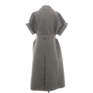 ebure 23AW ライトウールリバーコート ロング チェスター ダブル 五分袖 ベルト付き 36 グレージュ