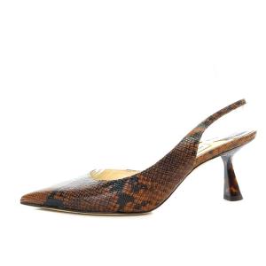 JIMMY CHOO パンプス ハイヒール ポインテッドトゥ パイソン柄 バックストラップ レザー 39 26cm 茶色 ブラウン