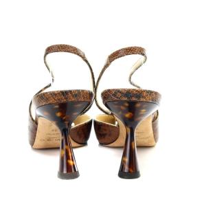 JIMMY CHOO パンプス ハイヒール ポインテッドトゥ パイソン柄 バックストラップ レザー 39 26cm 茶色 ブラウン