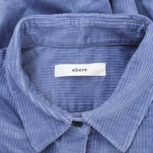 ebure 23AW トップカラーコーデュロイ シャツ 長袖 チュニック丈 38 青 ブルー