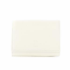 名刺入れ カードケース スナップボタン開閉 ロゴ型押し レザー 白 ホワイト