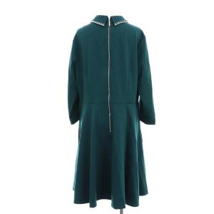 kate spade new york エンベリッシュト カラー ポンテ ドレス ワンピース ひざ丈 長袖 バックファスナー XL 緑 グリーン 白 ホワイト