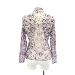 ISSEY MIYAKE ナイロン 総柄 ハイネック メッシュトップス カットソー 長袖 M ラベンダー